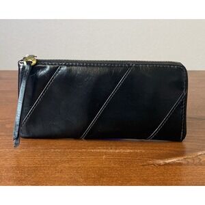 HOBO INTERNATIONAL~VERVE Continental Zip LEATHER Long Envelope Wallet Black $108